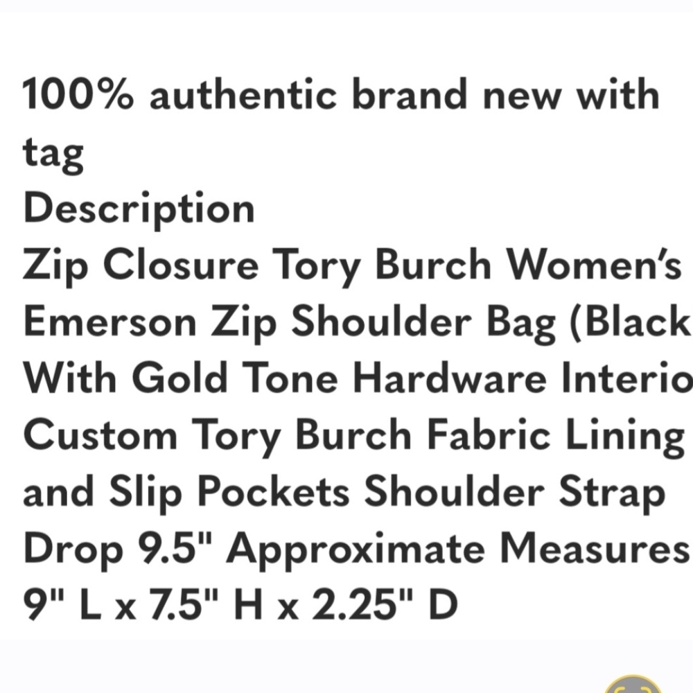 NWT, Tory Burch Emerson Black Shoulder Bag - Picture 4 of 4